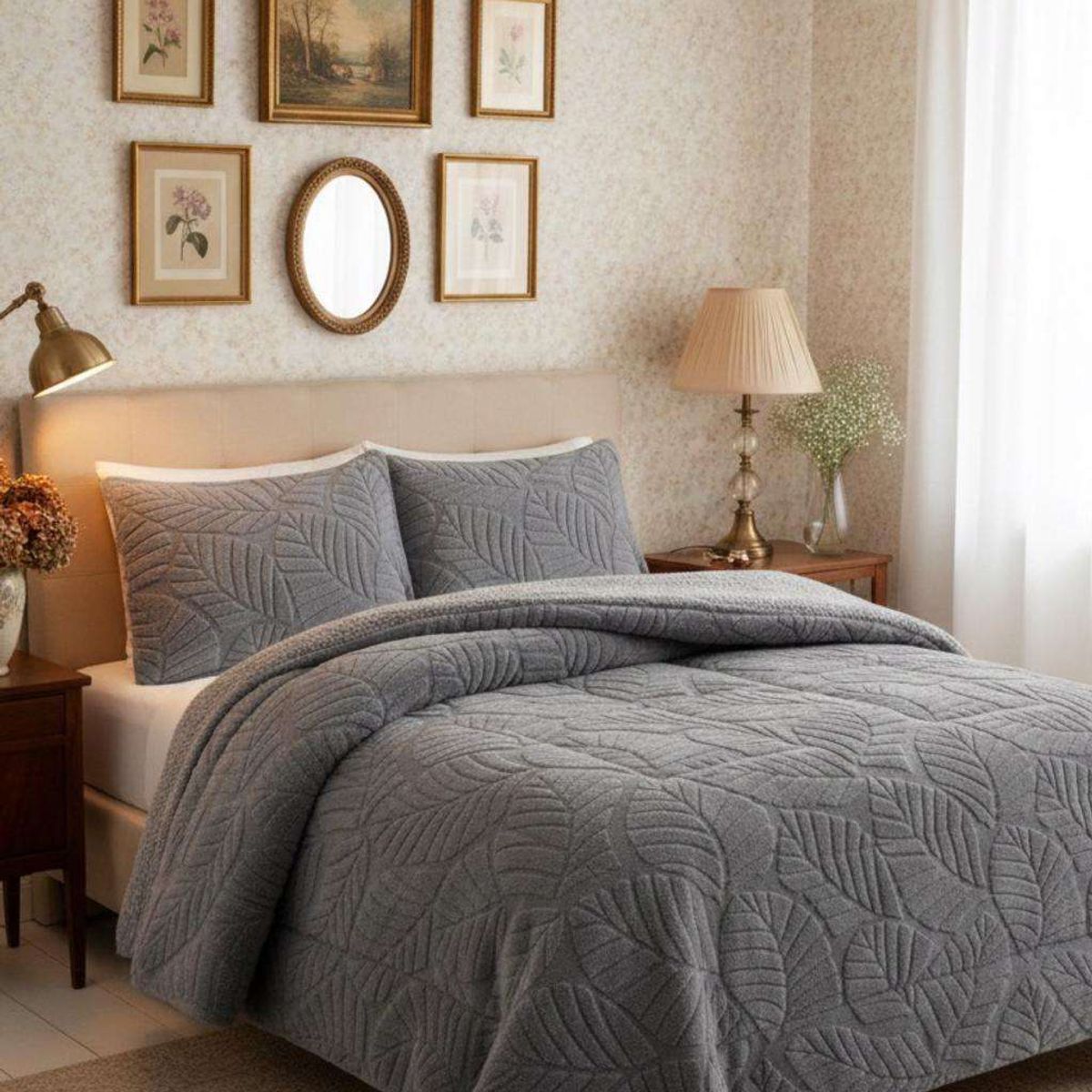 GENERICO - CUBRECAMA DE INVIERNO CON CHIPORRO 2 PLAZA GRIS