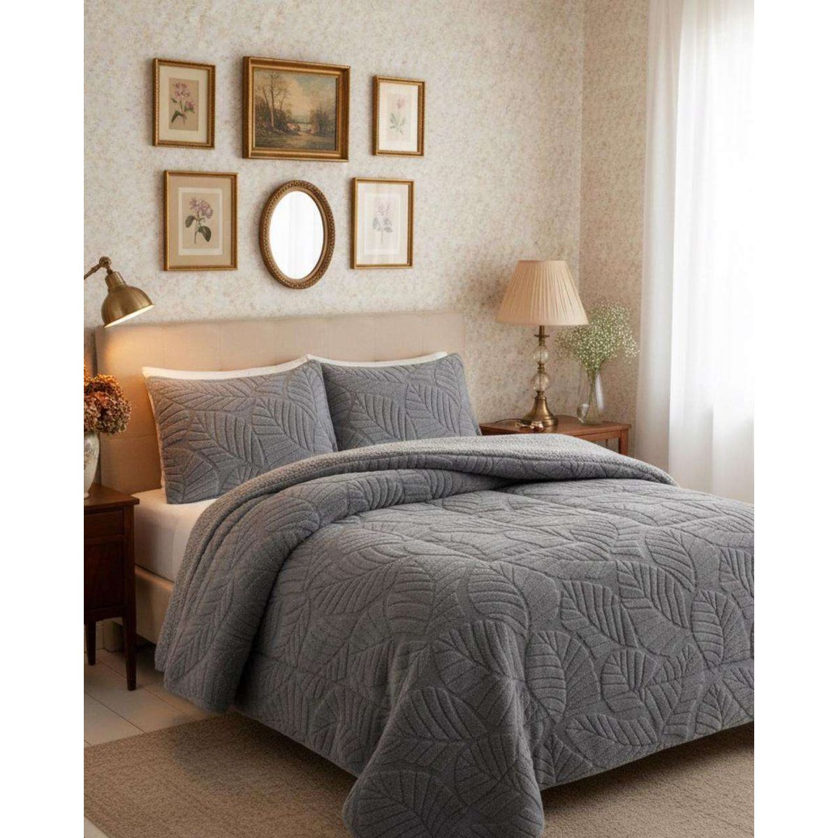 GENERICO - CUBRECAMA DE INVIERNO CON CHIPORRO 2 PLAZA GRIS