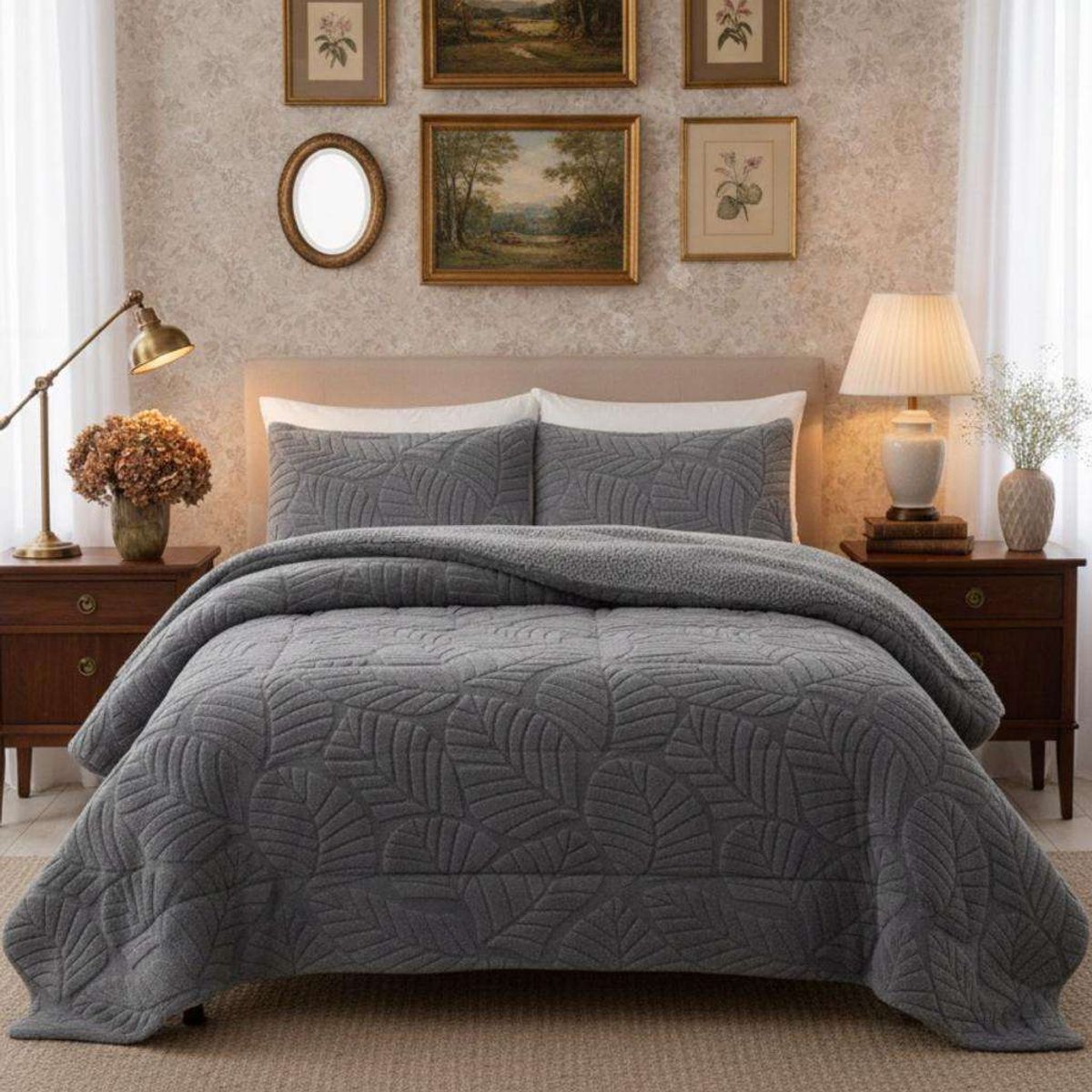 GENERICO - CUBRECAMA DE INVIERNO CON CHIPORRO 2 PLAZA GRIS