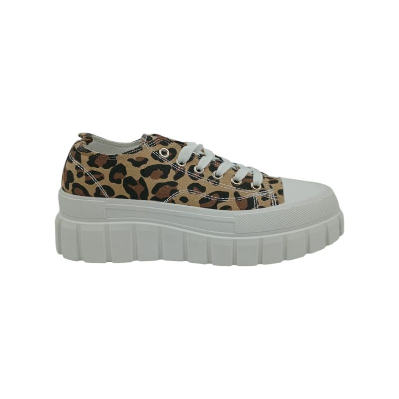 HERIEL - Zapatilla Café Print Plataforma Mujer