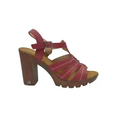 HERIEL - Sandalia Roja Taco Mujer