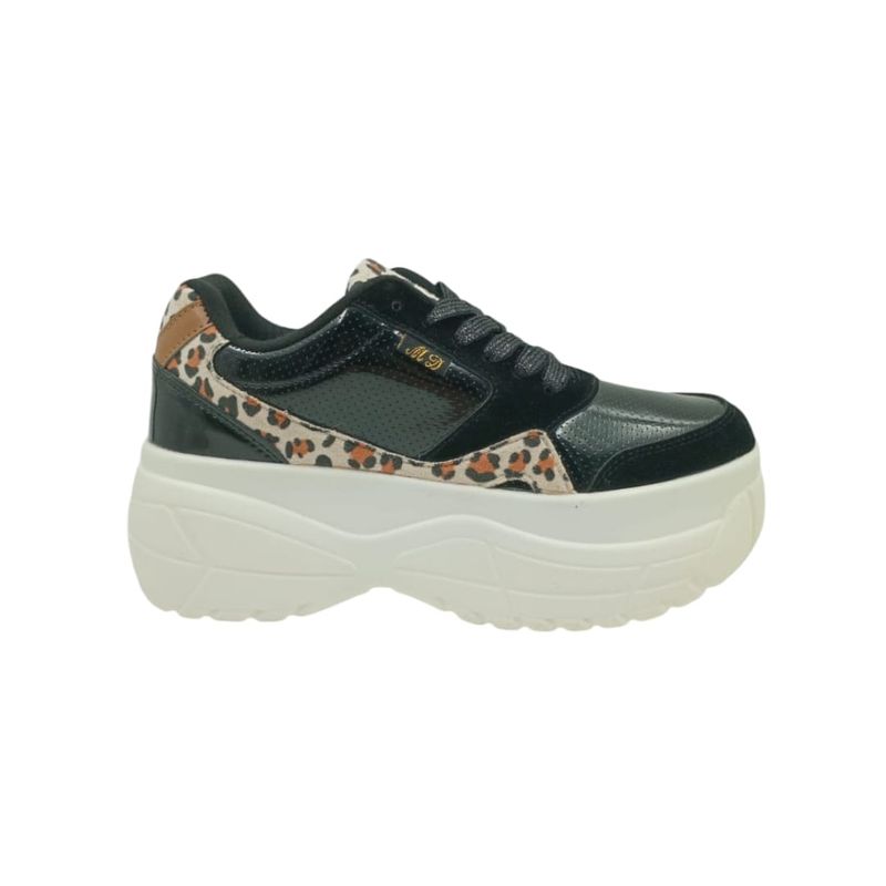 HERIEL - Zapatilla Negra Print Plataforma Mujer