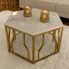 GENERICO - Mesa de Centro Atenea Dorado Blanco Estambul Design.