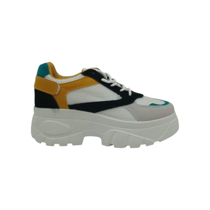 HERIEL - Zapatilla Amarilla Multicolor Plataforma.