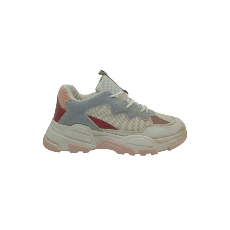 HERIEL - Zapatilla Blanca Rosa Plataforma Mujer