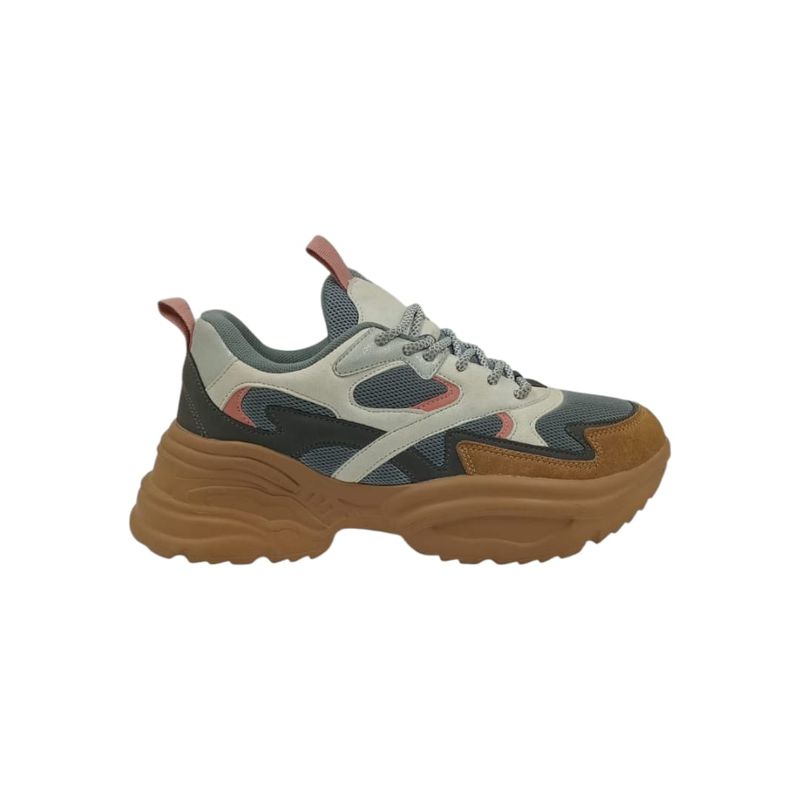 HERIEL - Zapatilla Gris Plataforma Mujer.