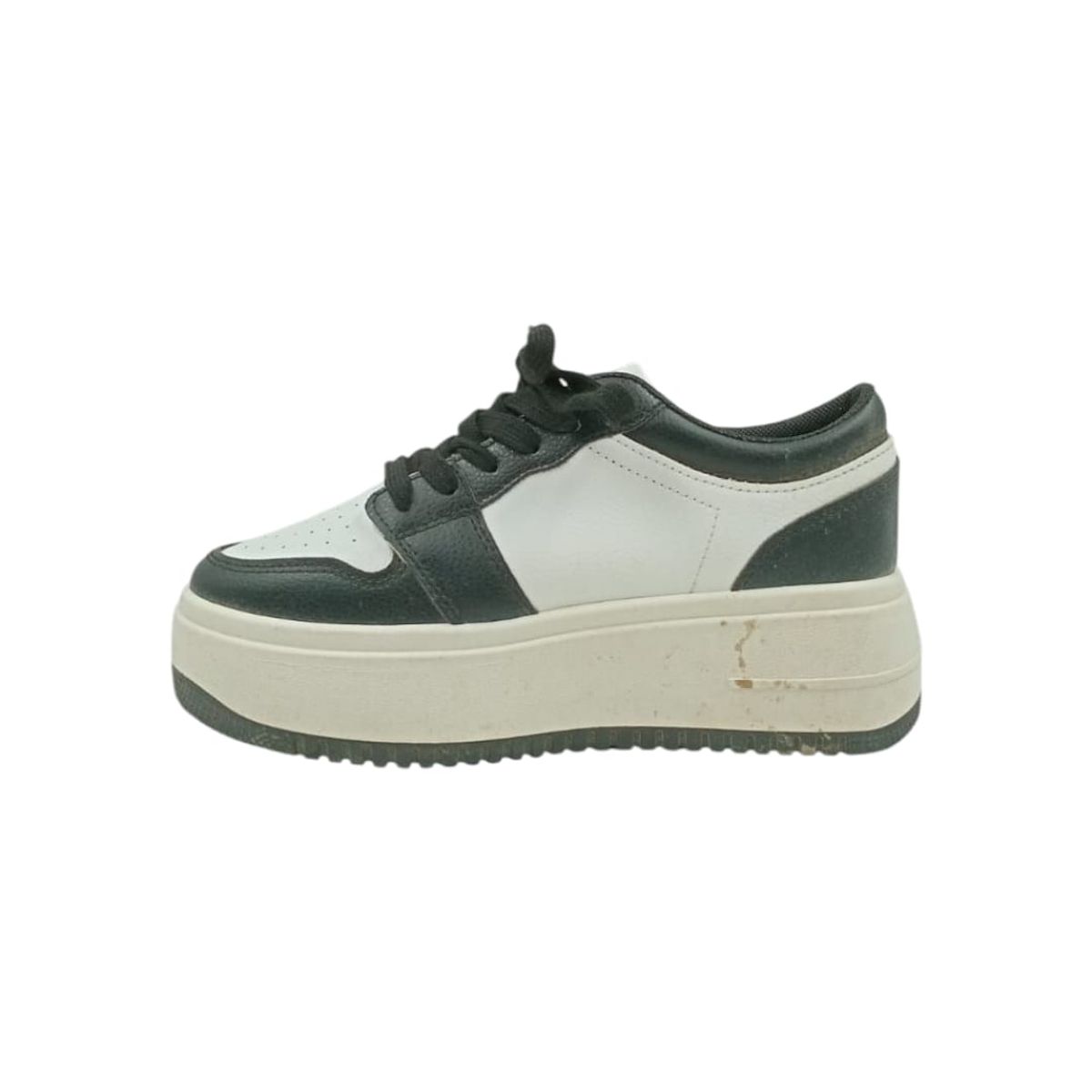 HERIEL - Zapatilla Negra y Blanca Plataforma Mujer