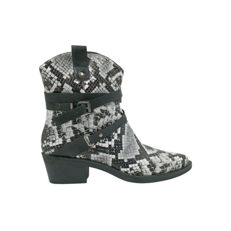 HERIEL - Bota Negra Print Texana Mujer