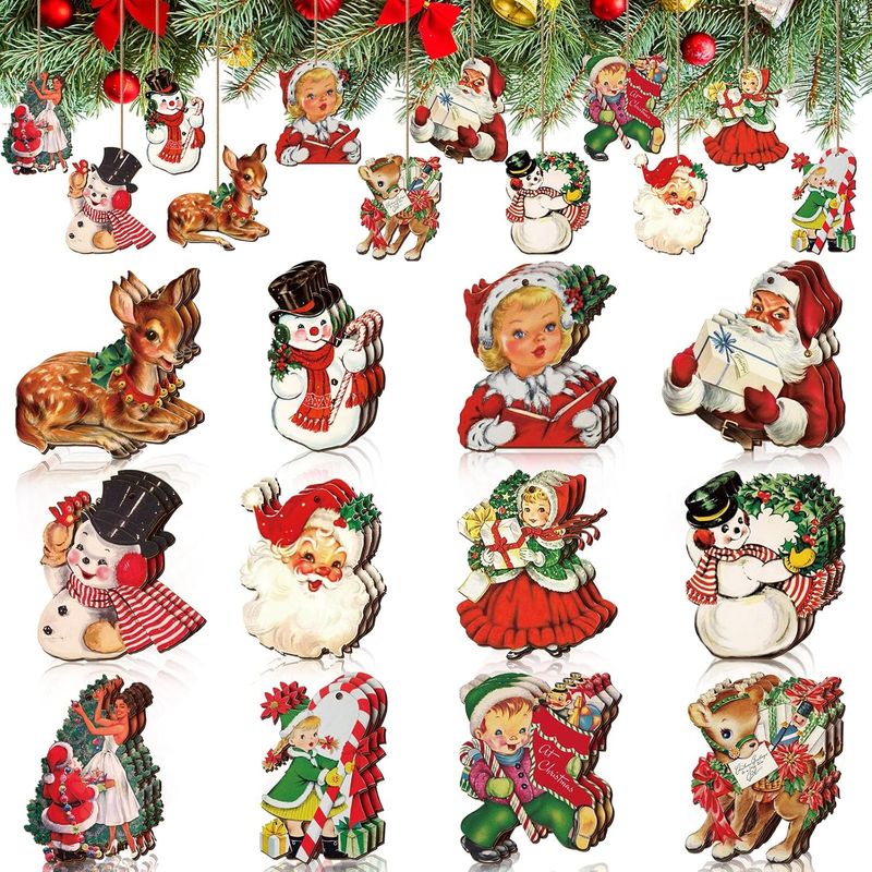 TIOZONEY - 36 adornos de Navidad vintage de madera