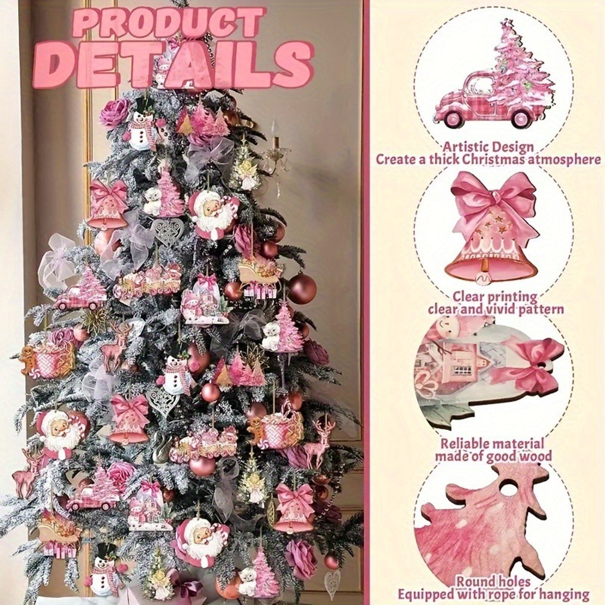 TIOZONEY - 36 adornos de Navidad vintage de madera