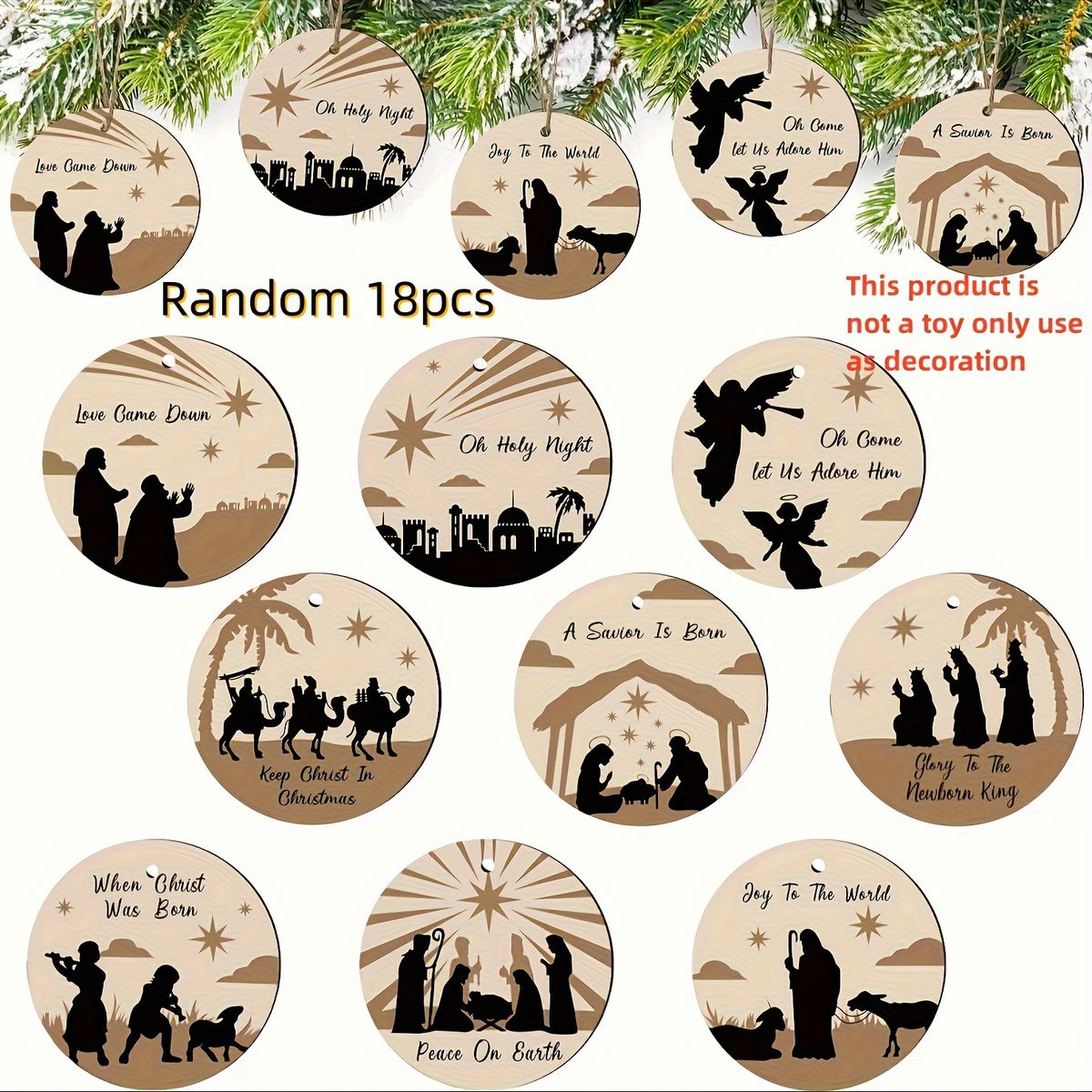 TIOZONEY - 18pcs Adornos de Navidad de madera