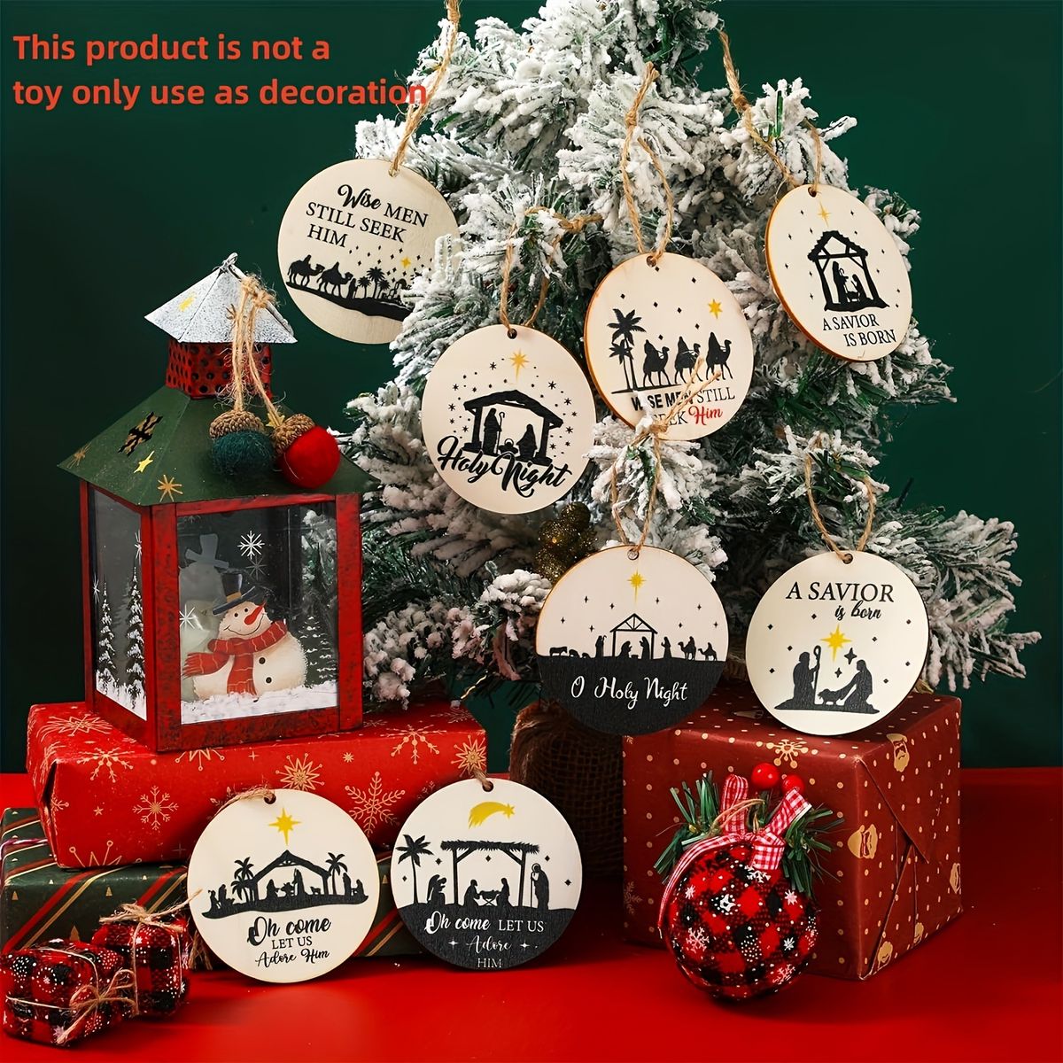 TIOZONEY - 18pcs Adornos de Navidad de madera