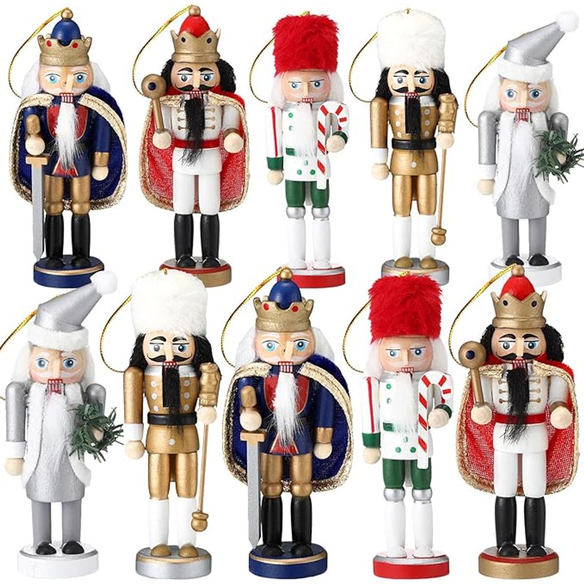 TIOZONEY - 10 Marionetas De Soldado Cascanueces Navideñas 13CM