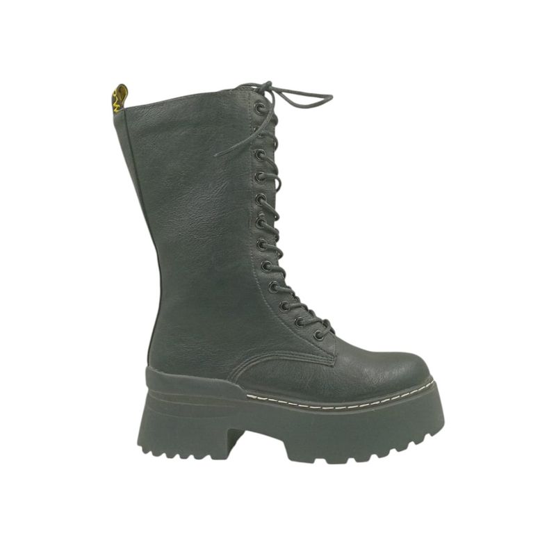 HERIEL - Bota Negra Combat Plataforma Mujer.