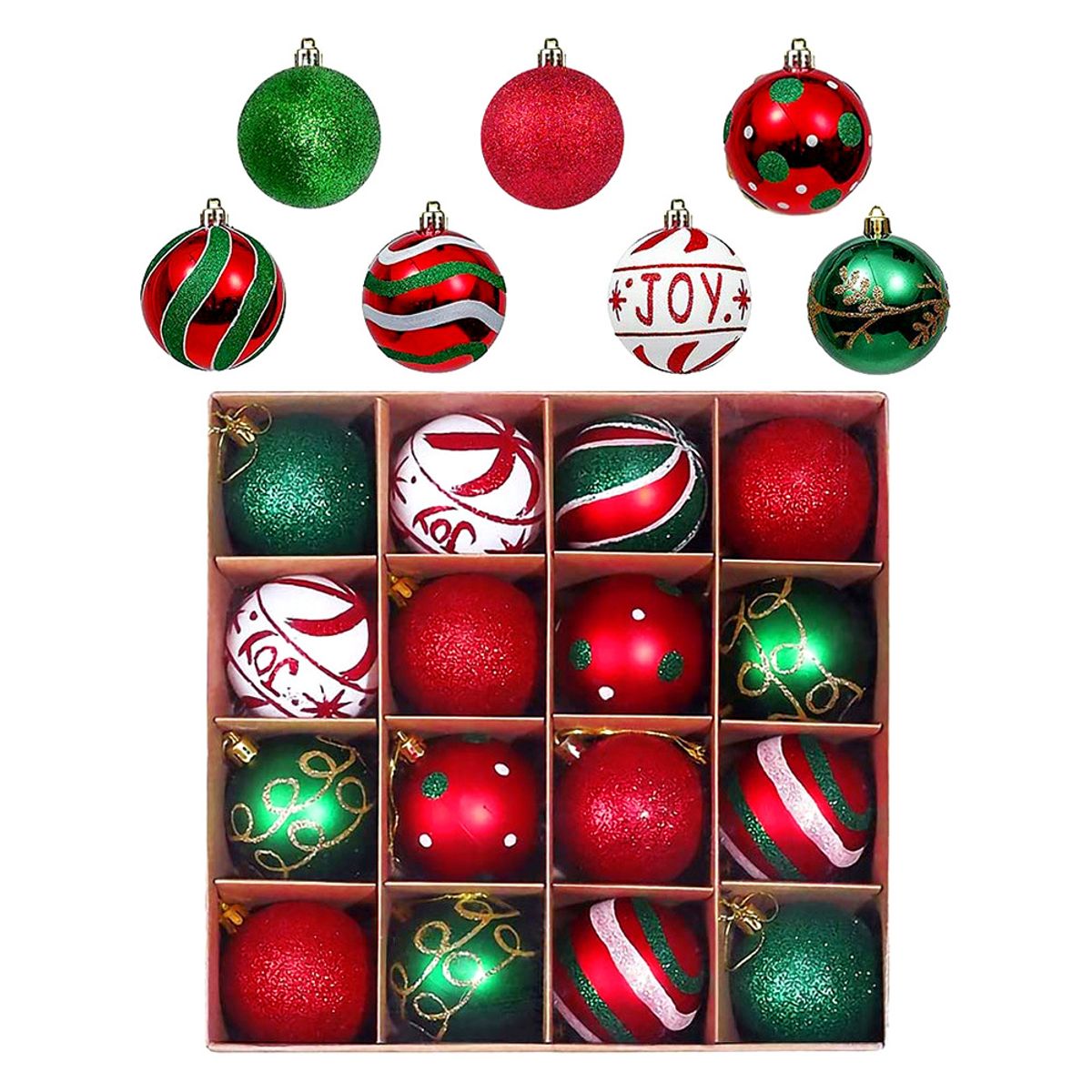 TIOZONEY - 16pcs Christmas Balls Set Christmas Tree Hangings