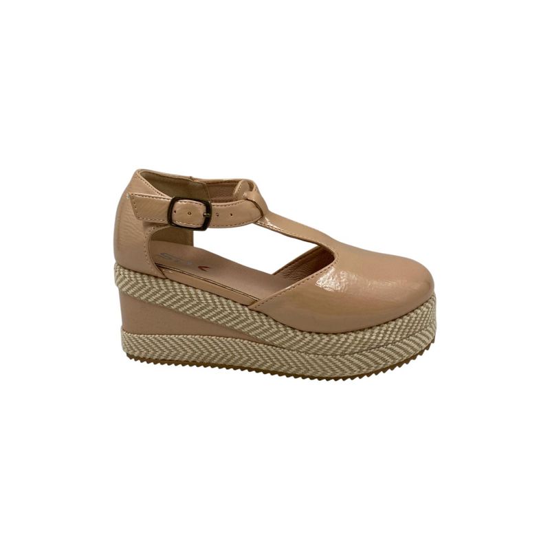 HERIEL - Zapato Panchita Beige Charol Mujer.