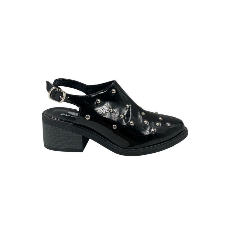 HERIEL - Zapato Negro Charol Tachas Mujer.