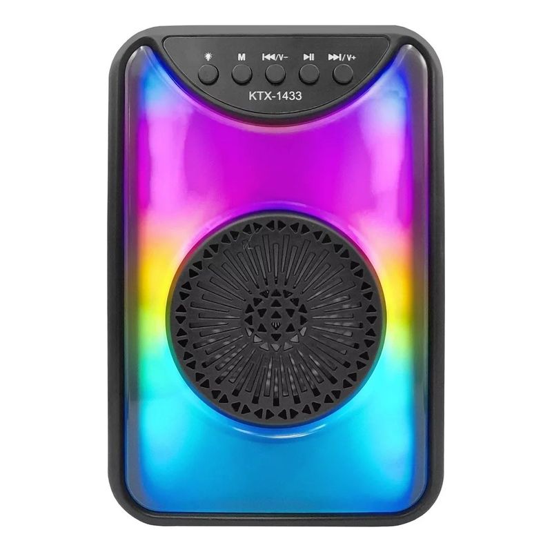 GENERICO - Mini Parlante Con Luces 4  Bt Aux  Fm  Usb Luz Led