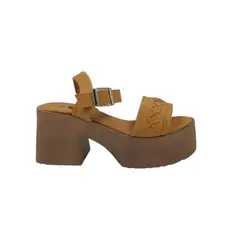 HERIEL - Sandalia Camel Plataforma Mujer.