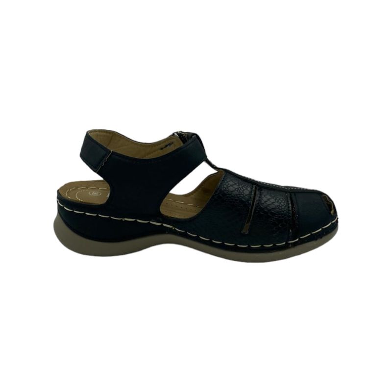 HERIEL - Sandalia Negra Baja Velcro