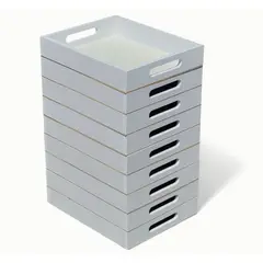 GENERICO - Set de 9 Bandejas Blancas para Desayuno Sorpresa 30x24x5cm