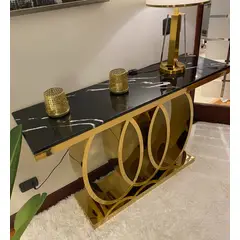 GENERICO - Mesa de Arrimo Cronos Dorado Negro Estambul Design.