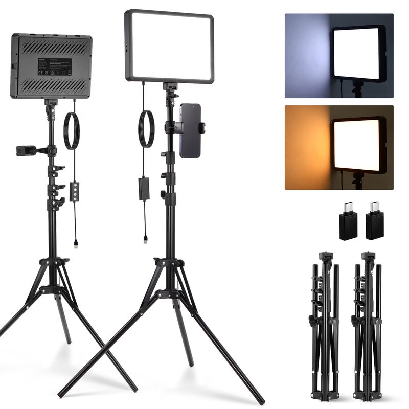 NEEWER - 2x 300 Led Panel Luz Video Iluminación Kit Bi-color Para Celular