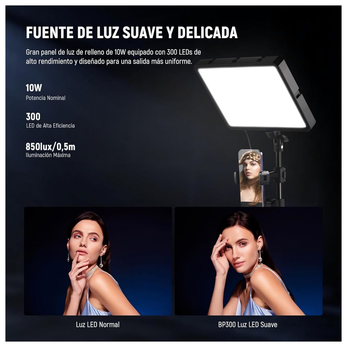NEEWER - 2x 300 Led Panel Luz Video Iluminación Kit Bi-color Para Celular