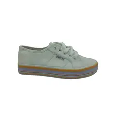 HERIEL - Zapatilla Blanca Textil Suela Multicolor.