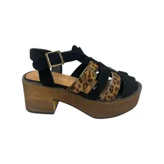 HERIEL - Sandalia Negra Print Plataforma Mujer.