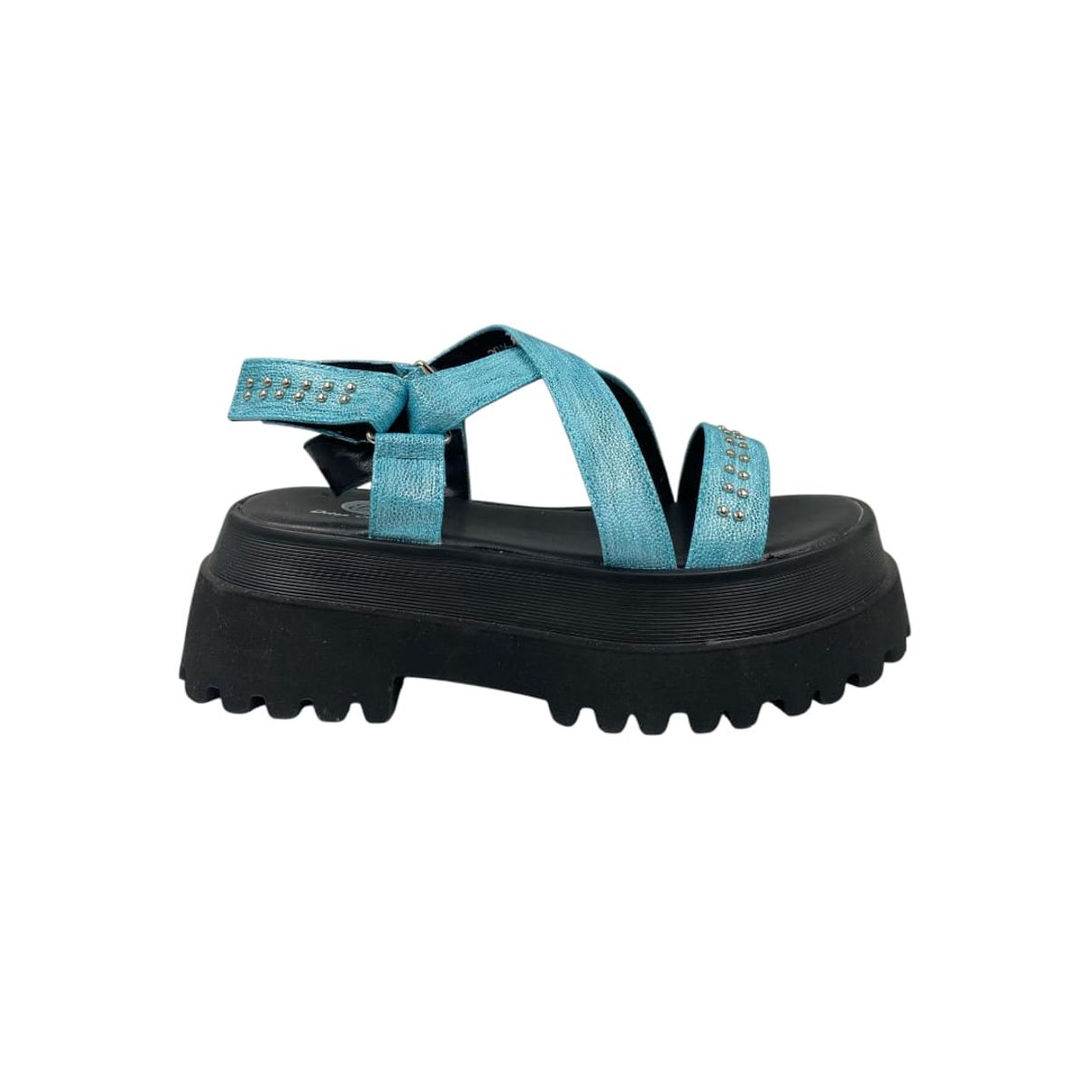 HERIEL - Sandalia Azul Tachas Plataforma Mujer