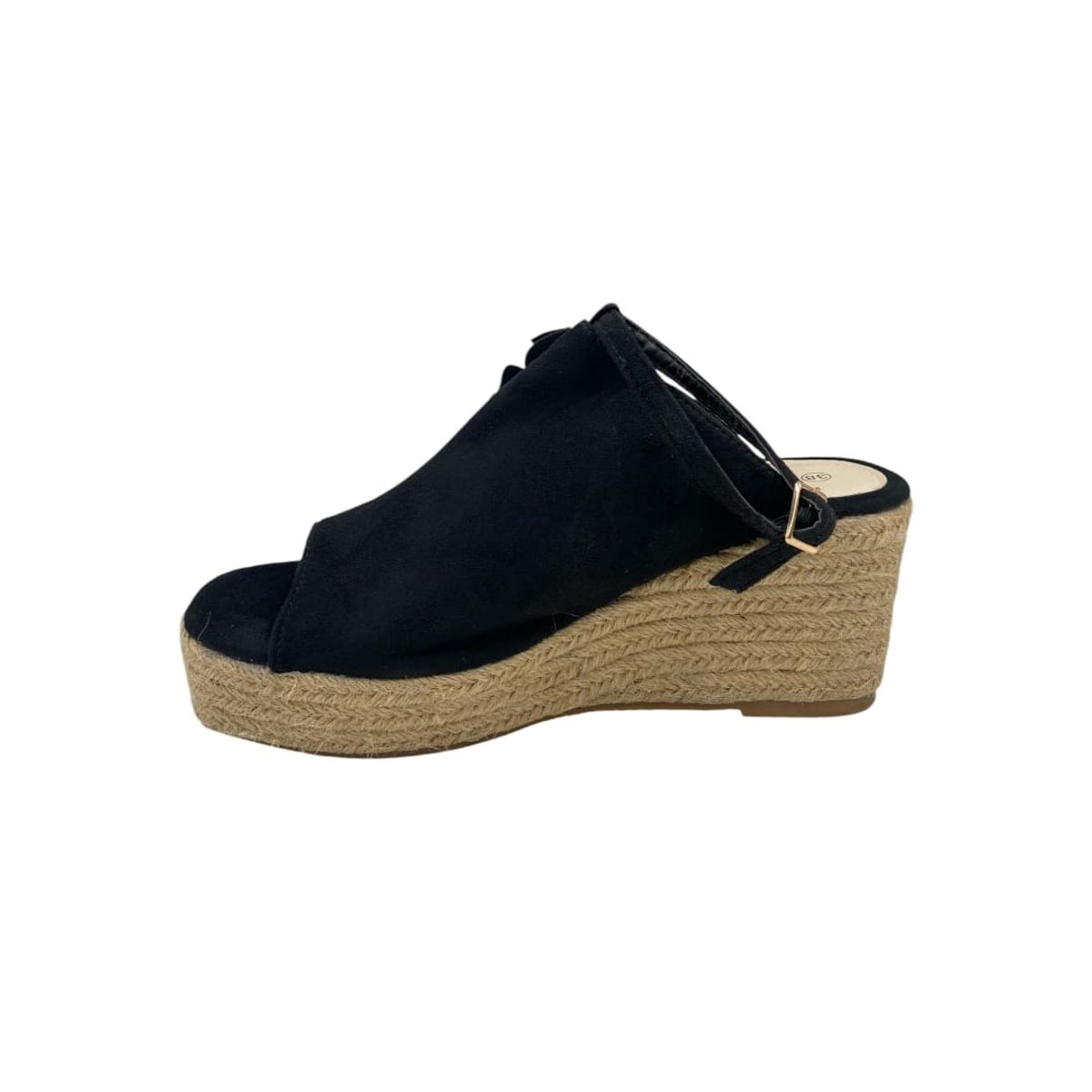 HERIEL - Sandalia Negra Cuña Mujer