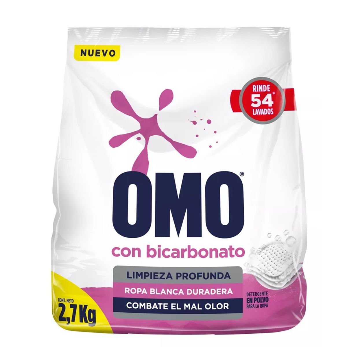 OMO - Detergente Omo Con Bicarbonato En Polvo 2.7 Kg Ropa Blanca