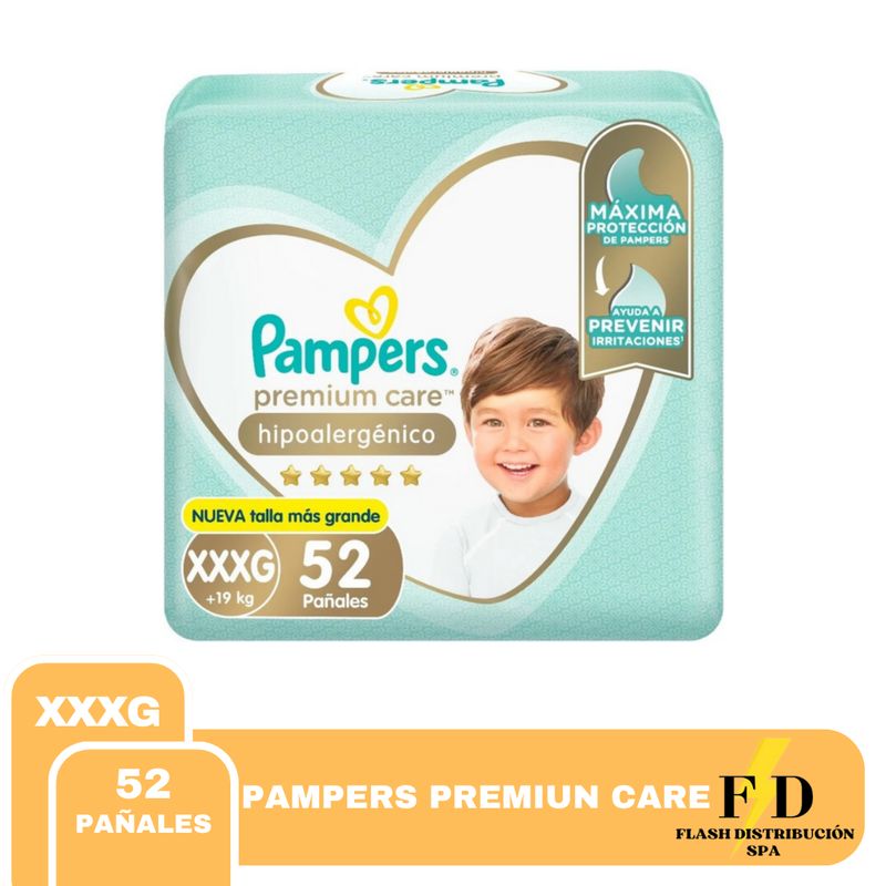 PAMPERS - PAÑALES PAMPERS PREMIUN CARE XXXG X52 UNID