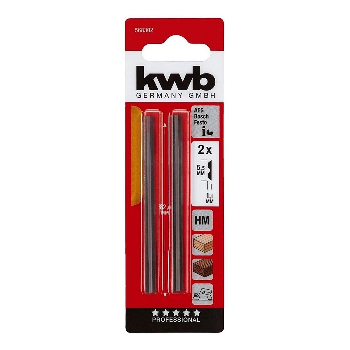 KWB - Set Cuchillas 82 Mm Repuesto Para Cepillo Einhell
