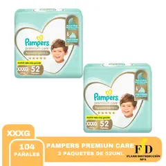 PAMPERS - PAÑALES PREMIUN CARE XXXG X 104UNID