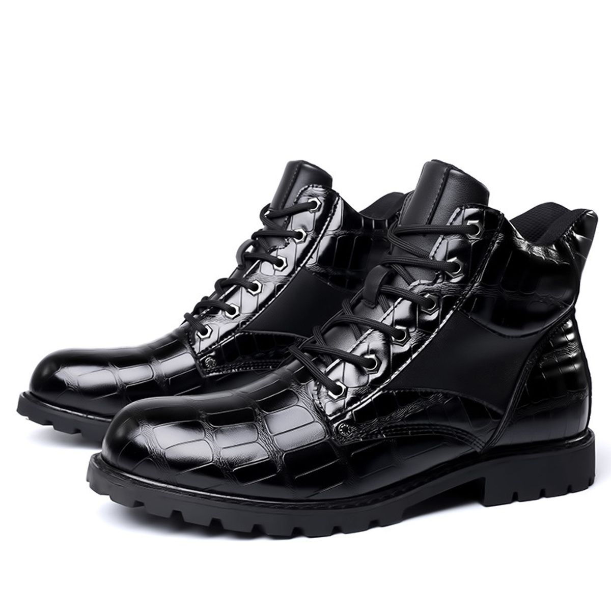 TIOZONEY - Botas imitación piel de cocodrilo para hombre