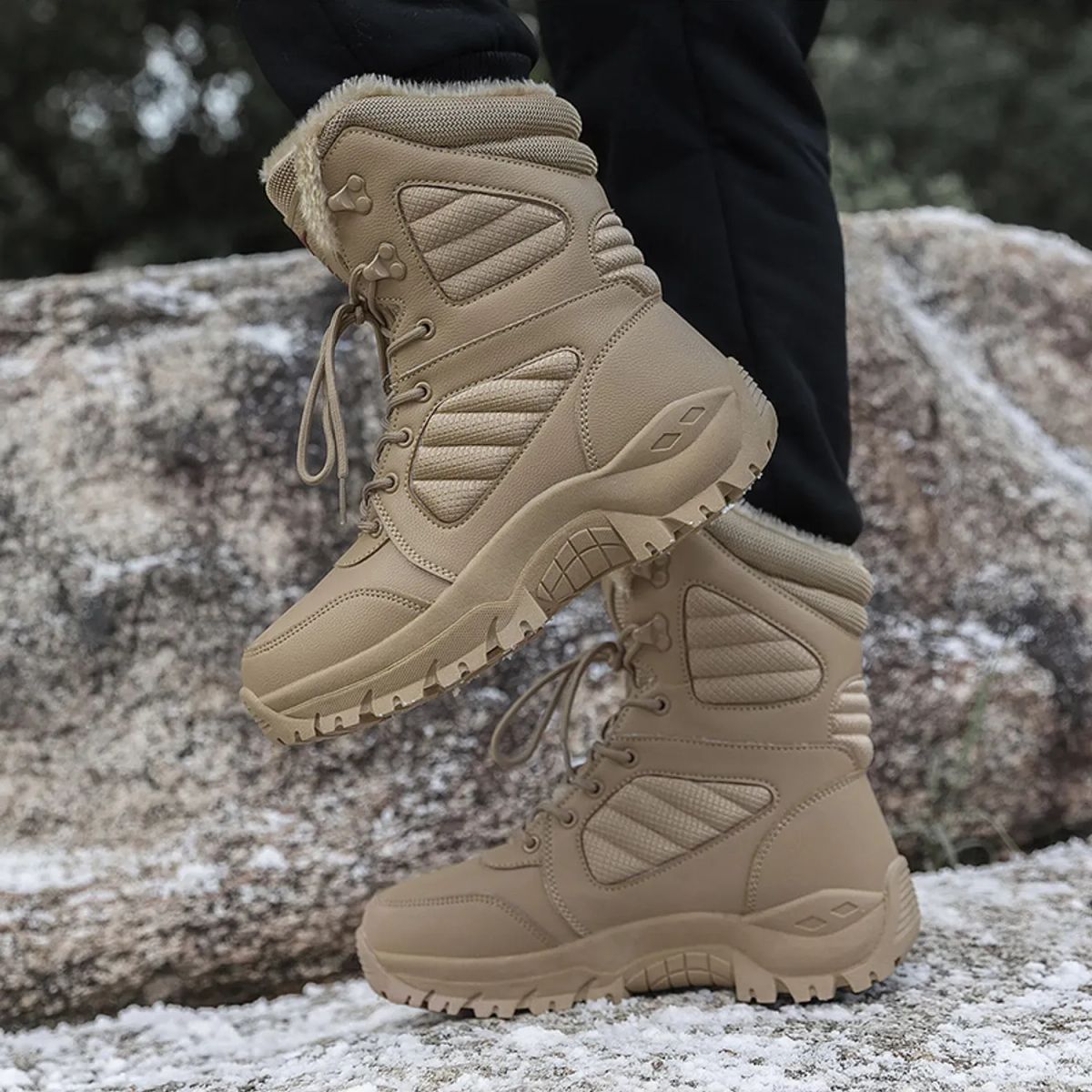 TIOZONEY - Botas de nieve para hombre con suela gruesa
