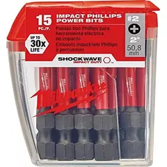 MILWAUKEE - Pack 15 Puntas 2 PuLG. Ph2 Shockwave Impact - E.o.