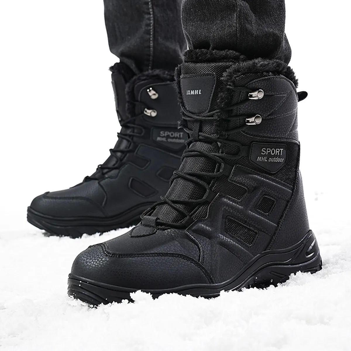 TIOZONEY - Botas de nieve para hombre con suela gruesa