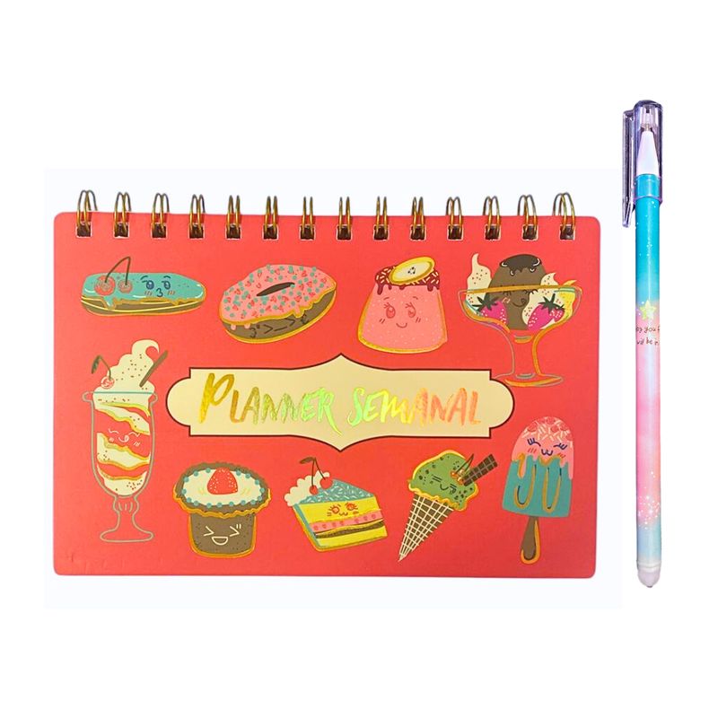 GENERICO - Planner Semanal Diseños Kawaii 50 Hojas + Lápiz Pasta Kawaii