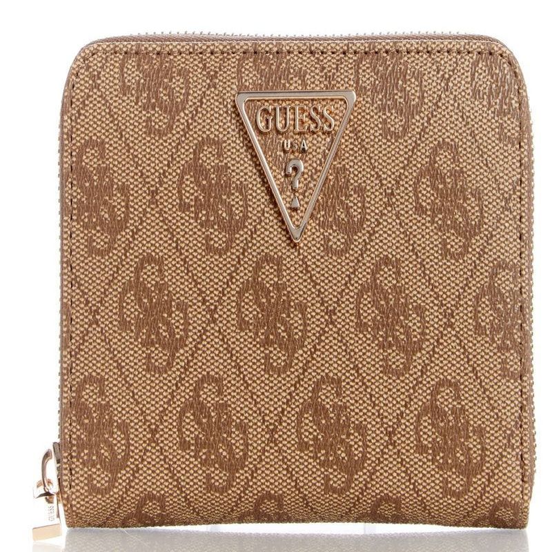 GUESS - Billetera Laurel Slg Medium Zip Around Mujer Café