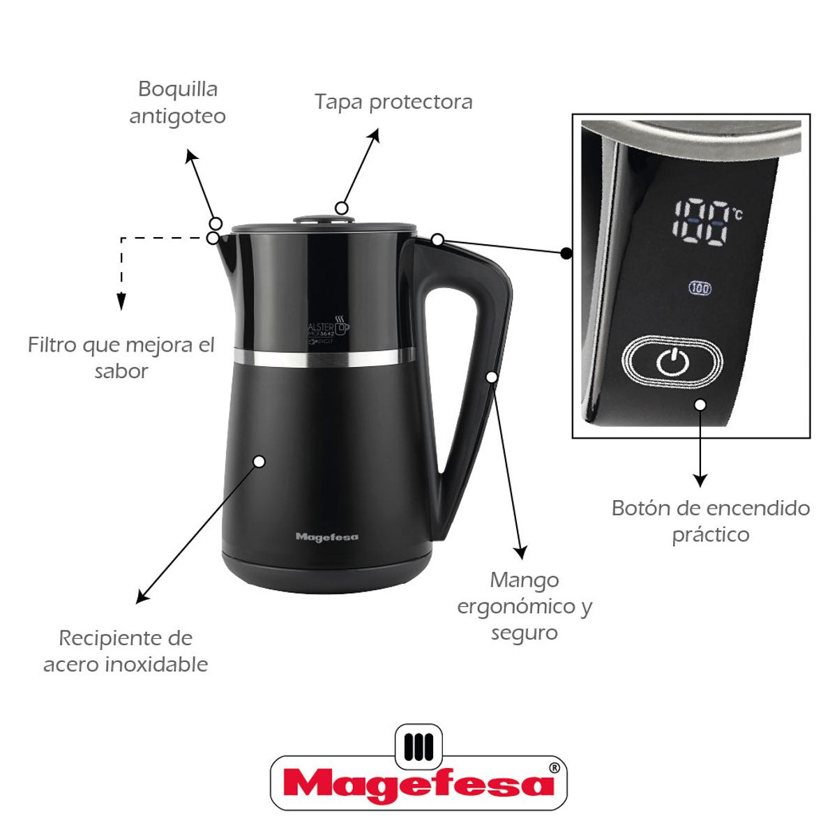 MAGEFESA - Hervidor Digital 1.7L Magefesa Alster Digit Mgf3642