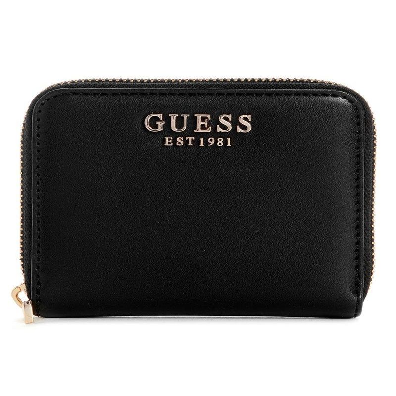 GUESS - Billetera Laurel Slg Small Zip Around Mujer Negro