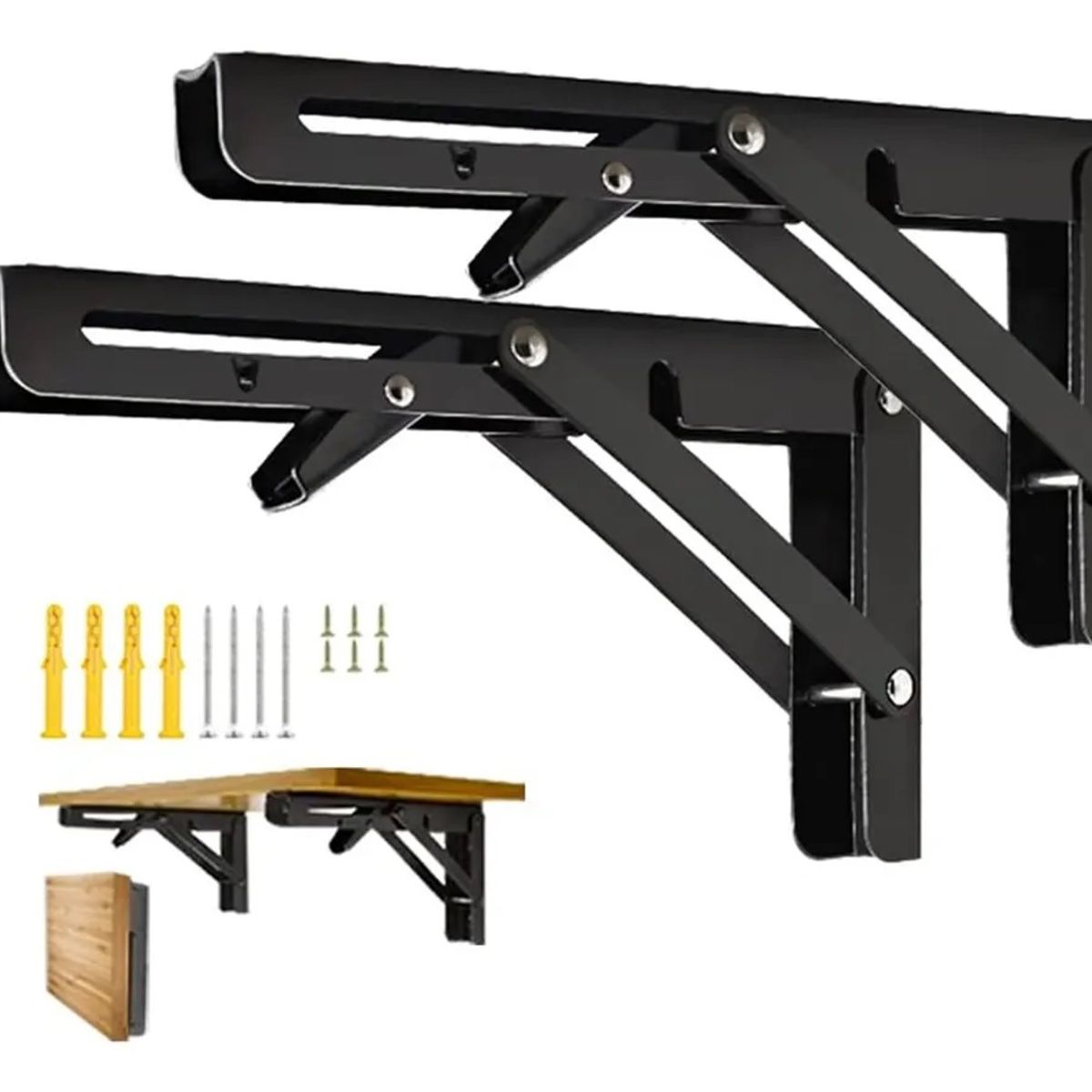 GENERICO - 2 Bisagras Escuadra Soporte Estante Repisa Plegable