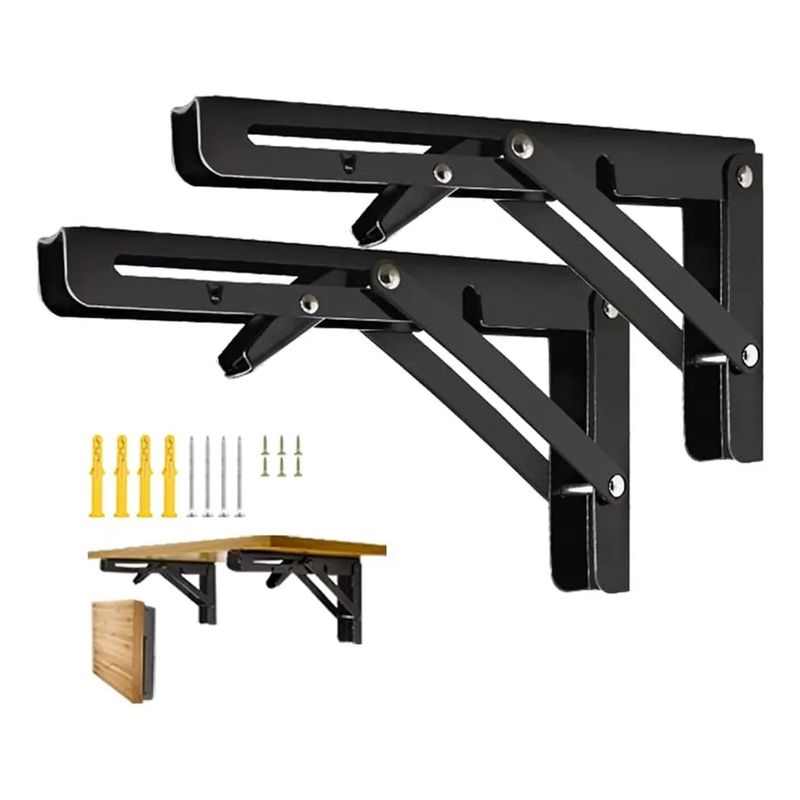 GENERICO - 2 Bisagras Escuadra Soporte Estante Repisa Plegable