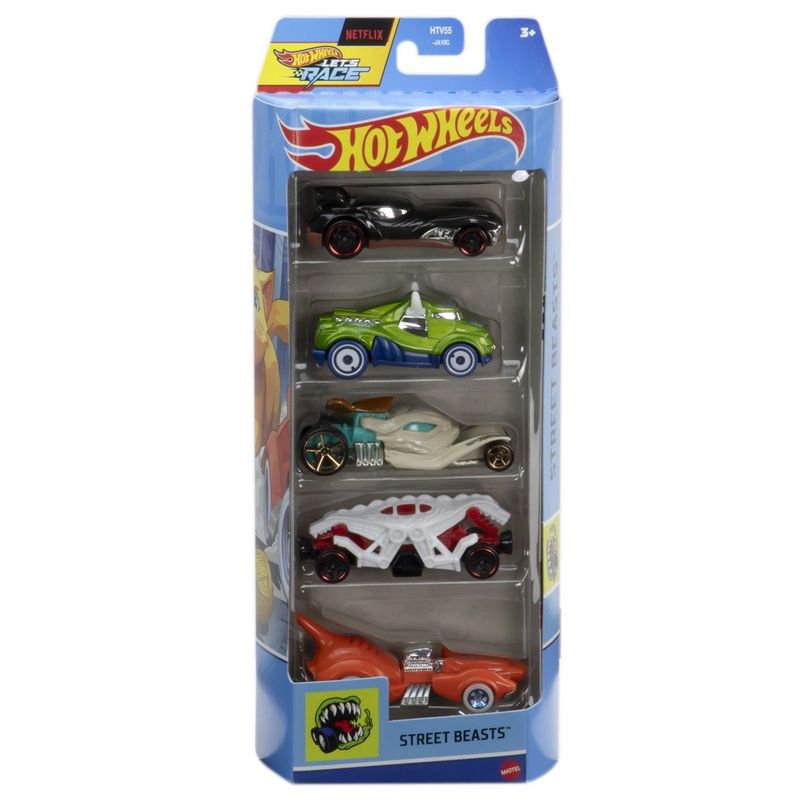 HOT WHEELS - PACK 5 AUTOS BASICOS HOTWHEELS - STREET BEASTS
