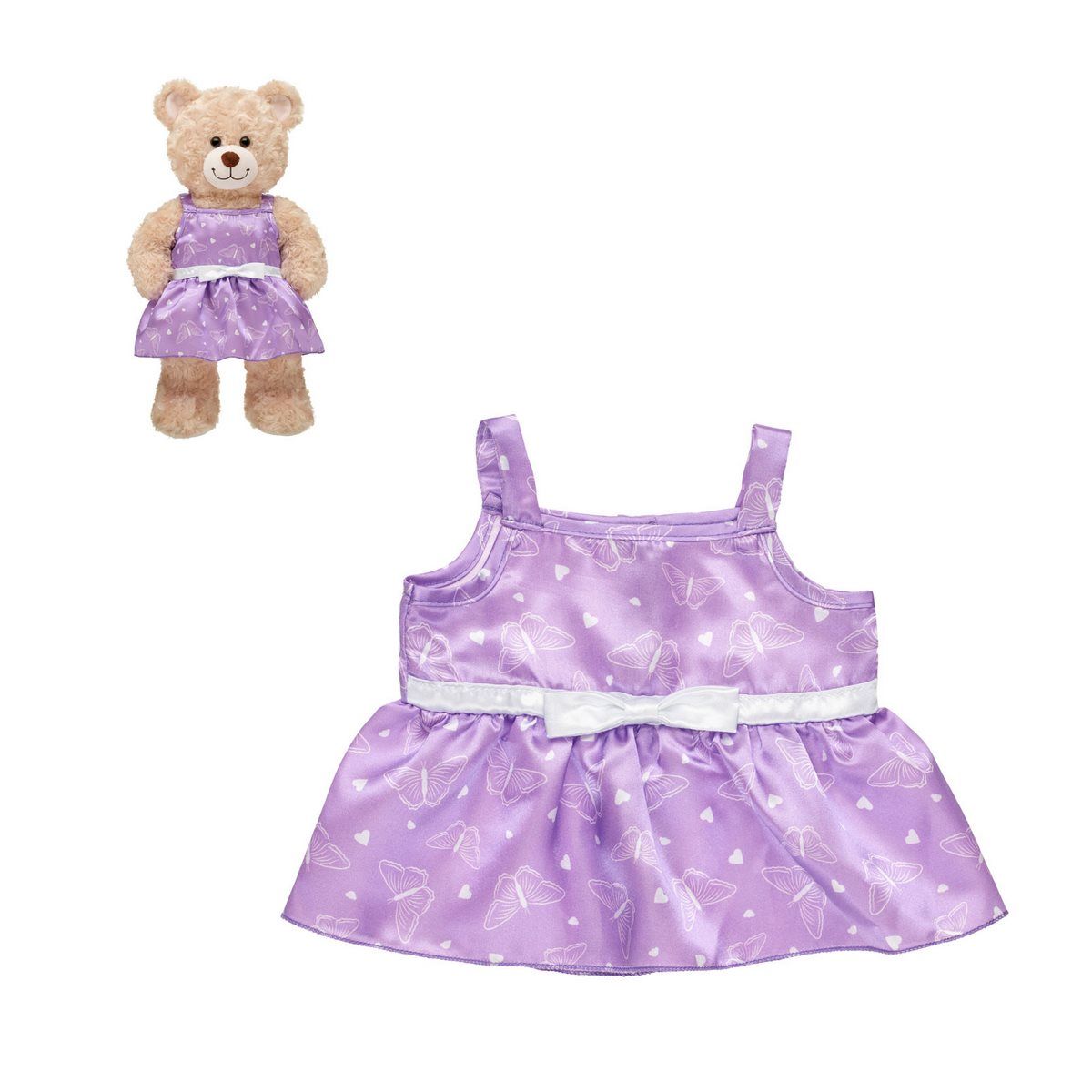 BUILD A BEAR - Vestido Build a Bear morado mariposas para peluche