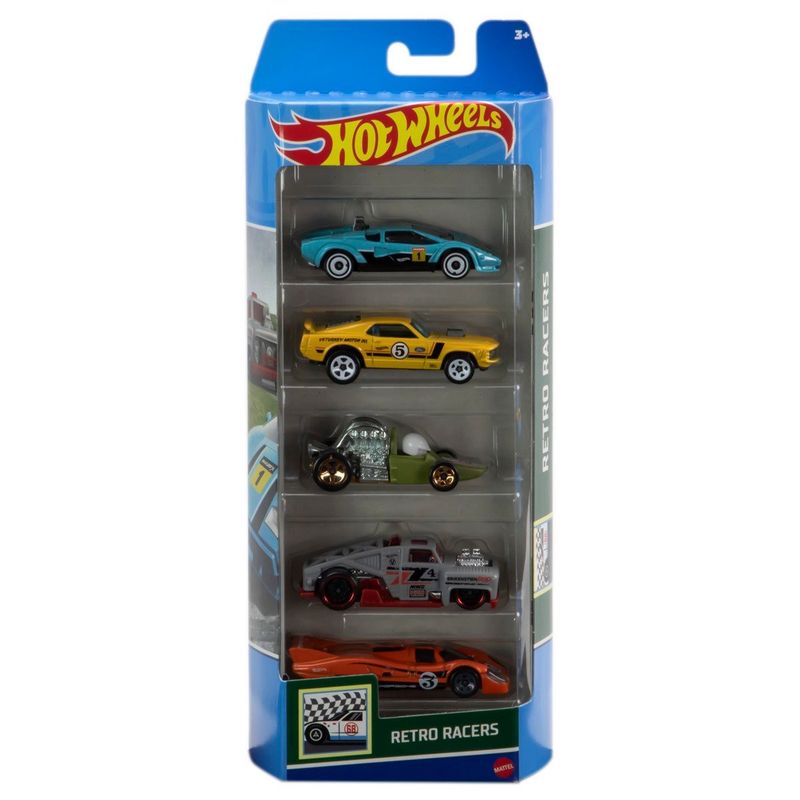 HOT WHEELS - PACK 5 AUTOS BASICOS HOTWHEELS - RETRO RACERS