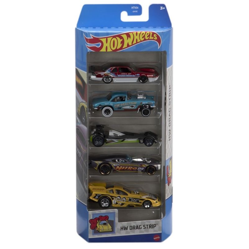 HOT WHEELS - PACK 5 AUTOS BASICOS HOTWHEELS - HW DRAG STRIP